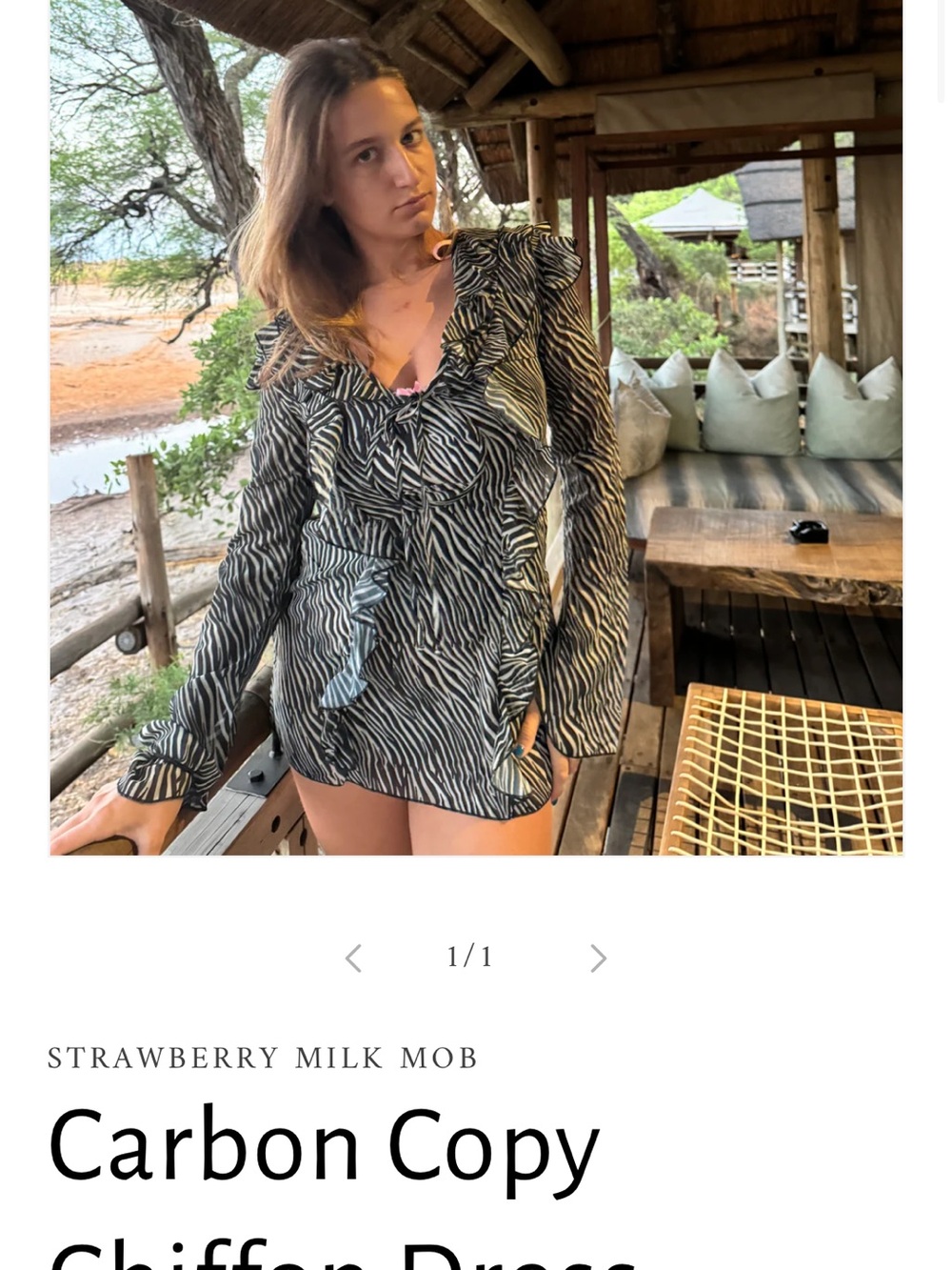 Strawberry Milk Mob Black and White Ruffle Zebra Mini Dress